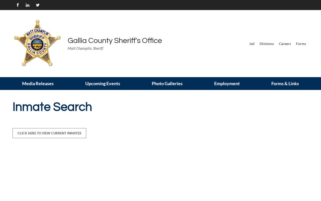 Gallia County current-inmate page used when checking 24-hour releases