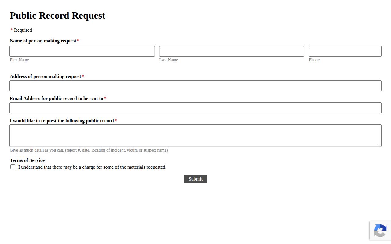 Gallia County released inmate records request form