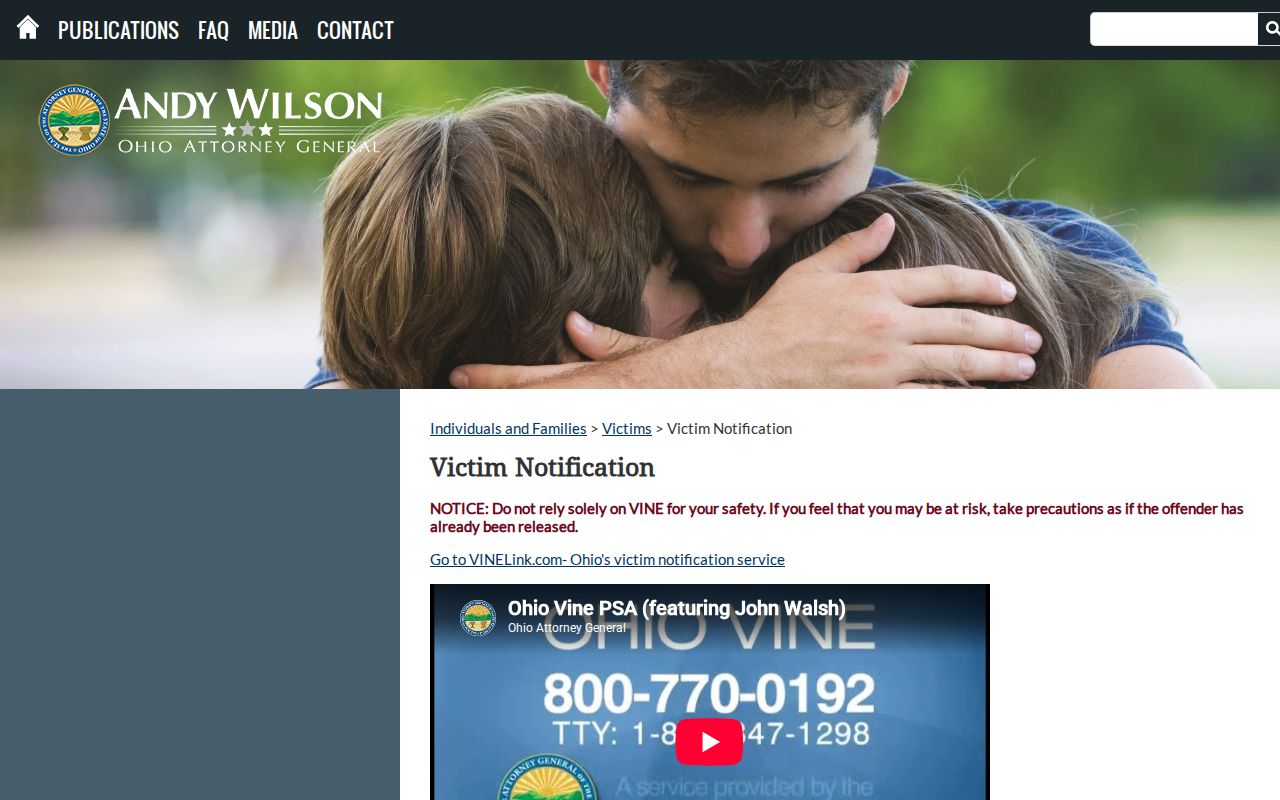 Ohio Attorney General VINE inmate check information for Gallia County release alerts